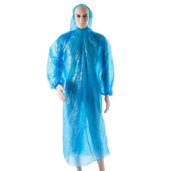 Disposable PE CPE Hooded Rain Coats for Wholesale Supply