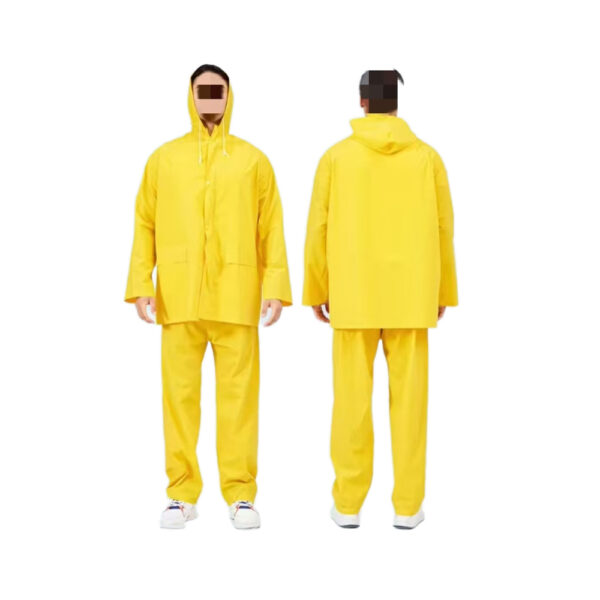 Product Title: Heavy Duty Two-Piece Hooded Rain Suit for Wholesale Supply
