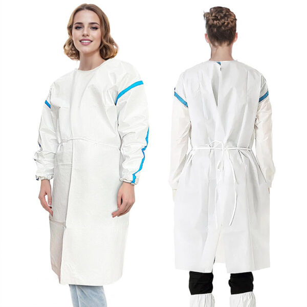 Microporous Chemo Gown with Blue Taped Seams for Wholesale