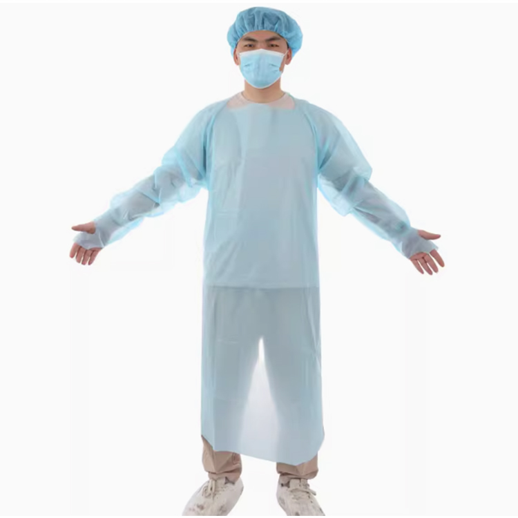 Bulk Disposable CPE Isolation Gown with Open Back Design