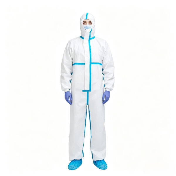 Disposable Blue Taped Hooded Coveralls for PPE Wholesale