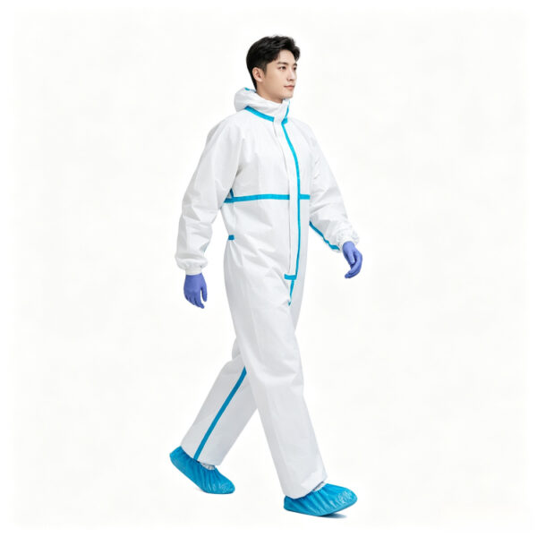 Disposable Blue Taped Hooded Coveralls for PPE Wholesale