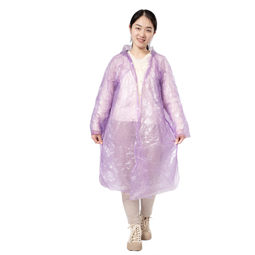 Disposable PE CPE Hooded Rain Coat for Wholesale Supply