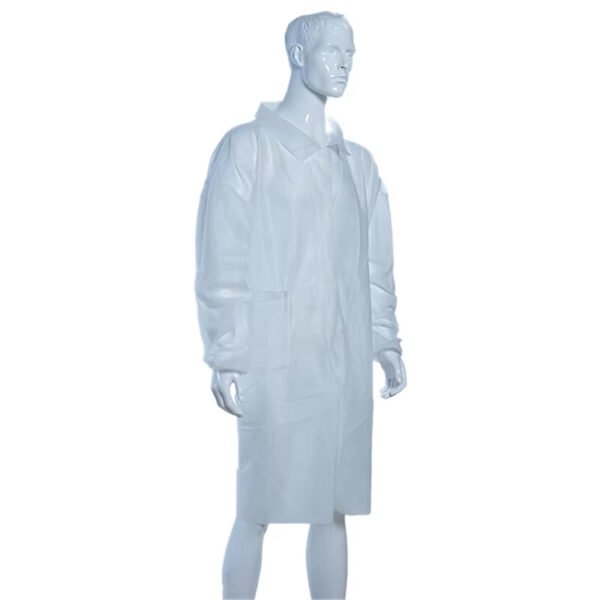 Disposable PE Plastic Lab Coat with Buttons Bulk Supply