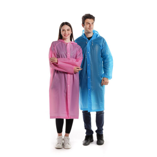 Printed Hooded EVA Rain Coat for Wholesale Distribution