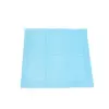 Light blue rectangular absorbent pad with quilted panels and folded edges, displayed flat against a white background