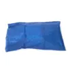 Blue rectangular fabric sandbag on white background Wrinkled blue rectangular fabric sandbag or weighted cushion lying flat against a plain white background.