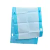 Blue mesh panel with reinforced edges Blue rectangular mesh panel with reinforced turquoise edges, stitched seams, and several oval openings on a white background