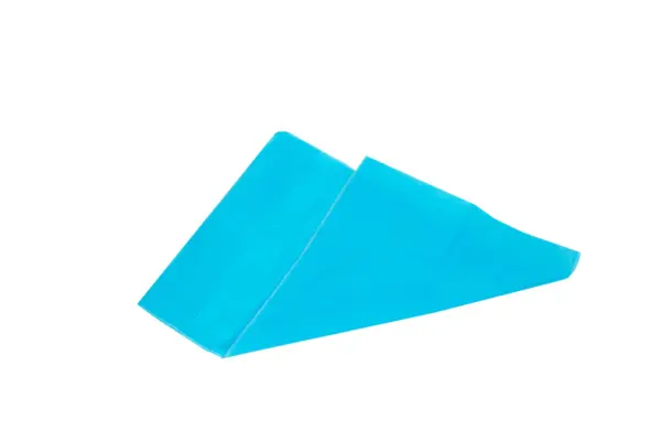 Blue protective fabric sleeves on white background Two bright blue protective fabric sleeves laid flat and overlapping on a clean white background, showing stitched edges.