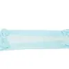 Light blue disposable medical drape spread flat, with gathered folded ends and a long rectangular center panel.