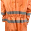 Orange protective coverall with reflective bands Cropped orange protective coverall featuring wide gray reflective bands, elastic cuffs, and a gathered waist against white