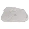 White fabric protective cover with a folded opening and printed care instructions, shown flat against a plain background